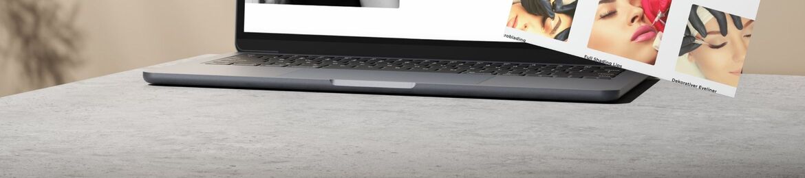 Beauty industry website displayed on a desktop monitor